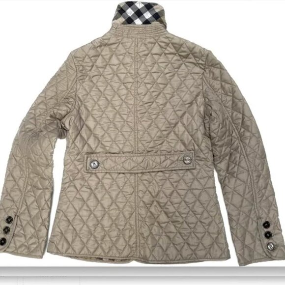 Auc Burberry COPFORD Brit Toupe Diamond Quilted Button Front Jacket S - Picture 5 of 13